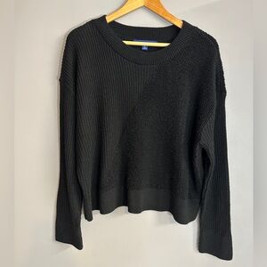 Apt 9 Black Knit Sweater Textured Long Sleeve Short Top Womens Size XL